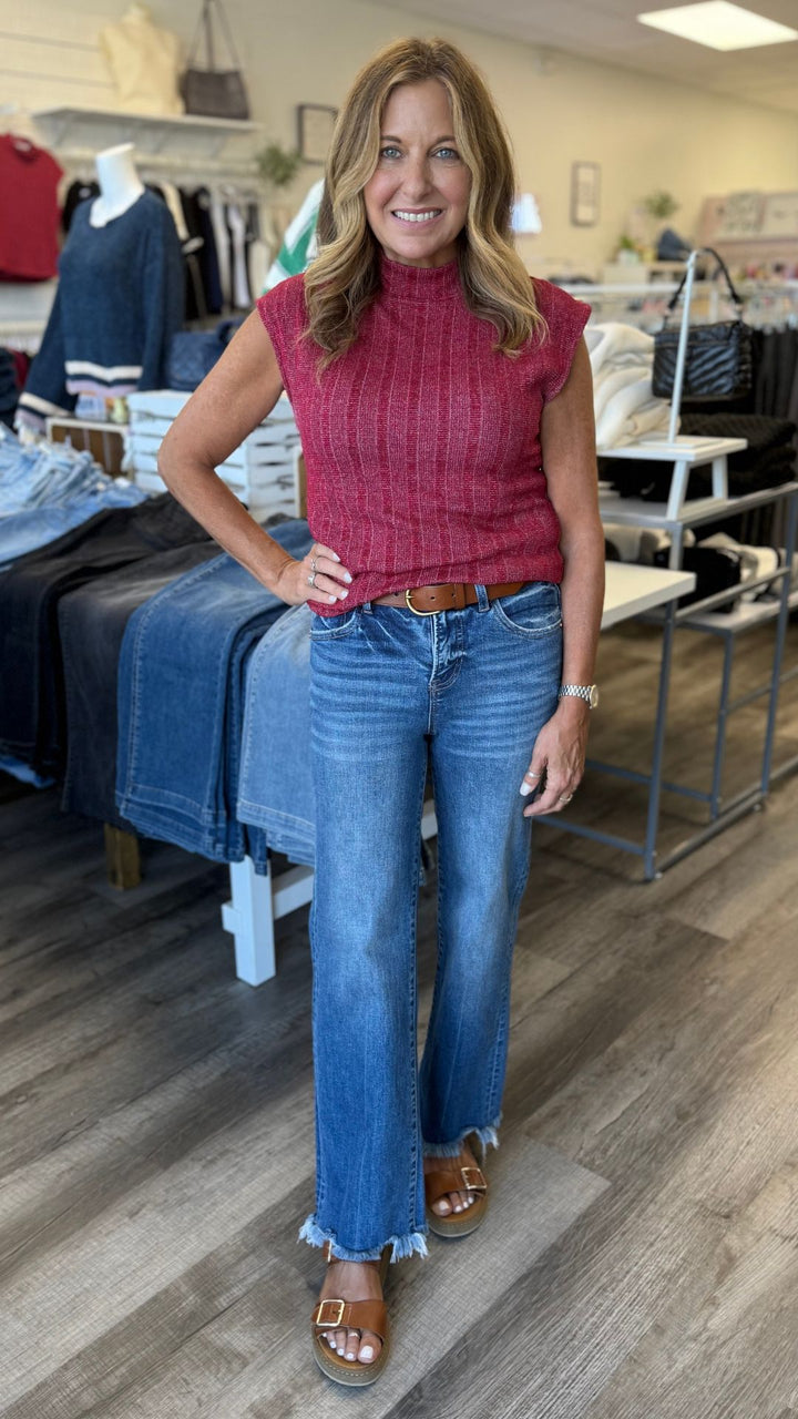 Could Be Us Mock Neck Sweater Rib Tee