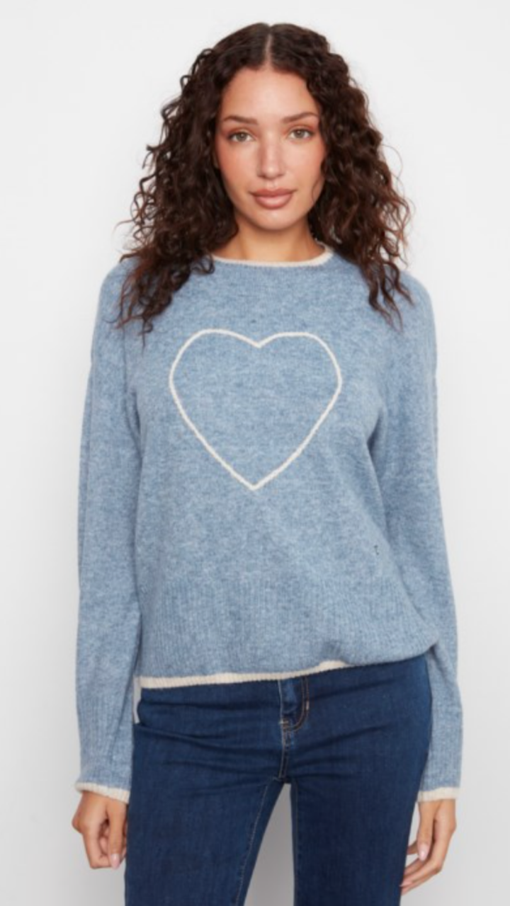 Blue Embroidered Heart Sweater
