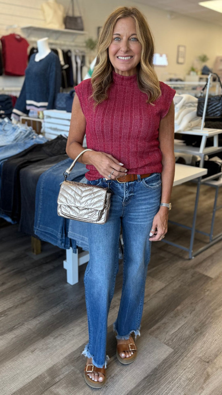 Could Be Us Mock Neck Sweater Rib Tee
