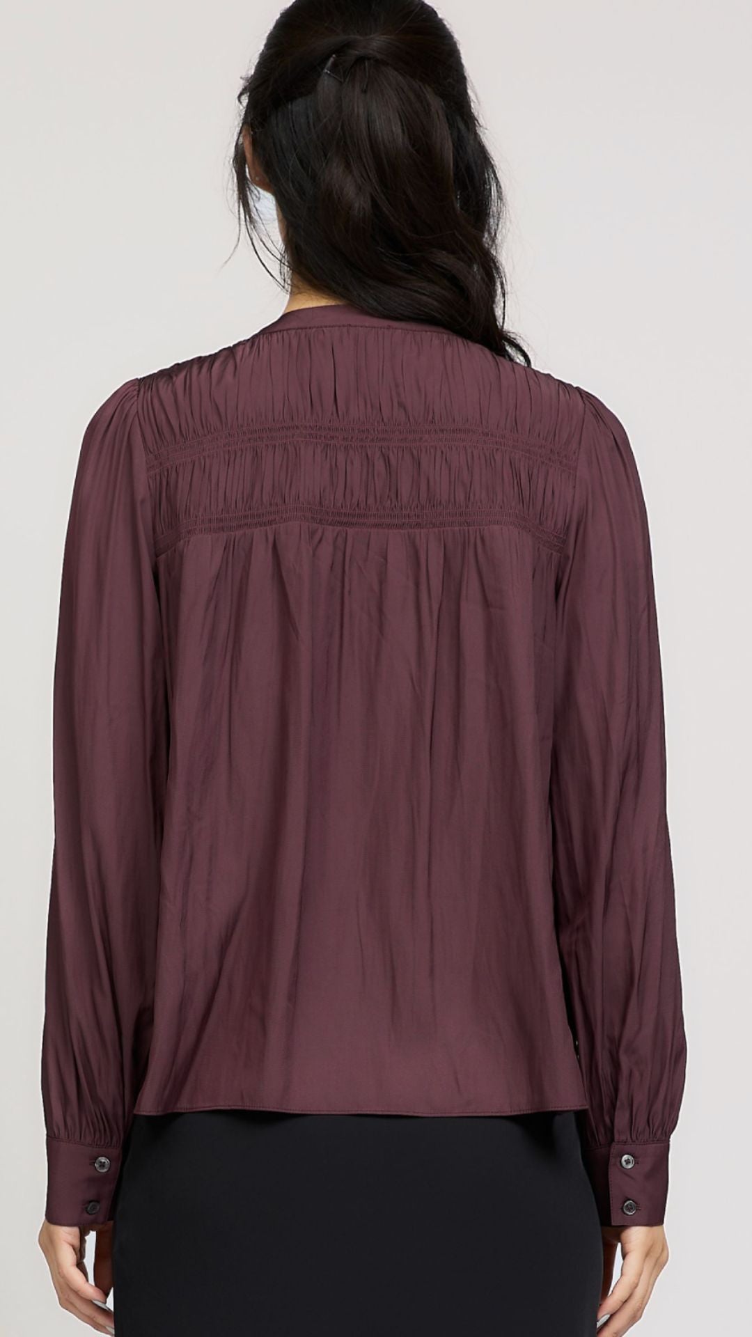 Midnight Plum Split Neck Blouse