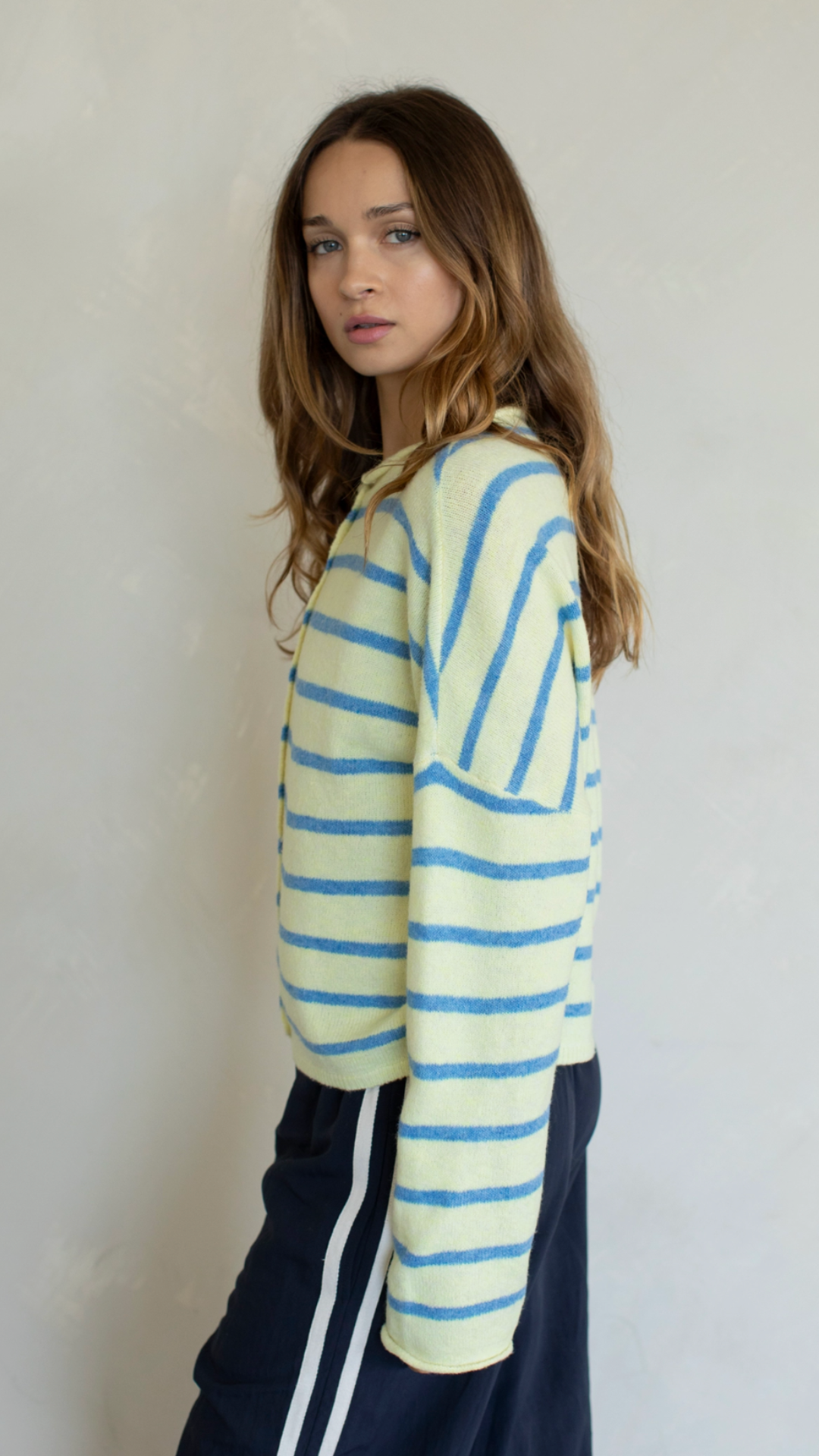 Light Yellow Cabana Striped Piper Cardigan