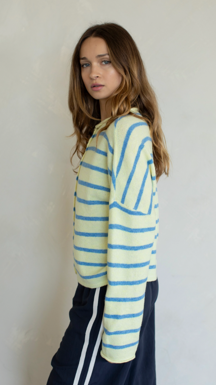 Light Yellow Cabana Striped Piper Cardigan