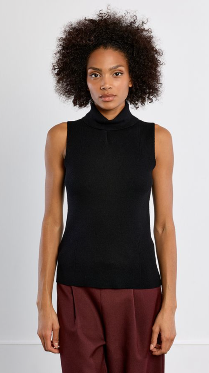 Black Mock Neck Sleeveless Sweater