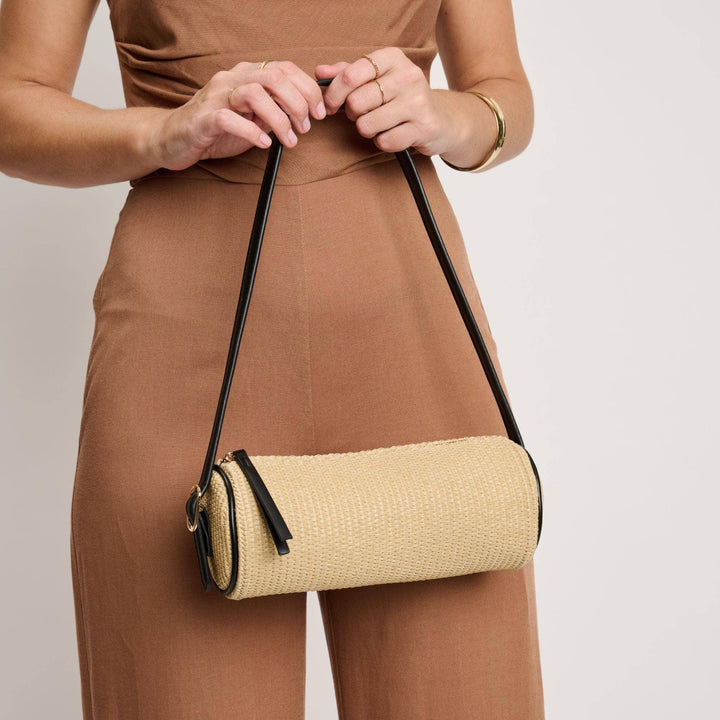 Natural Straw Shoulder Barrel Bag