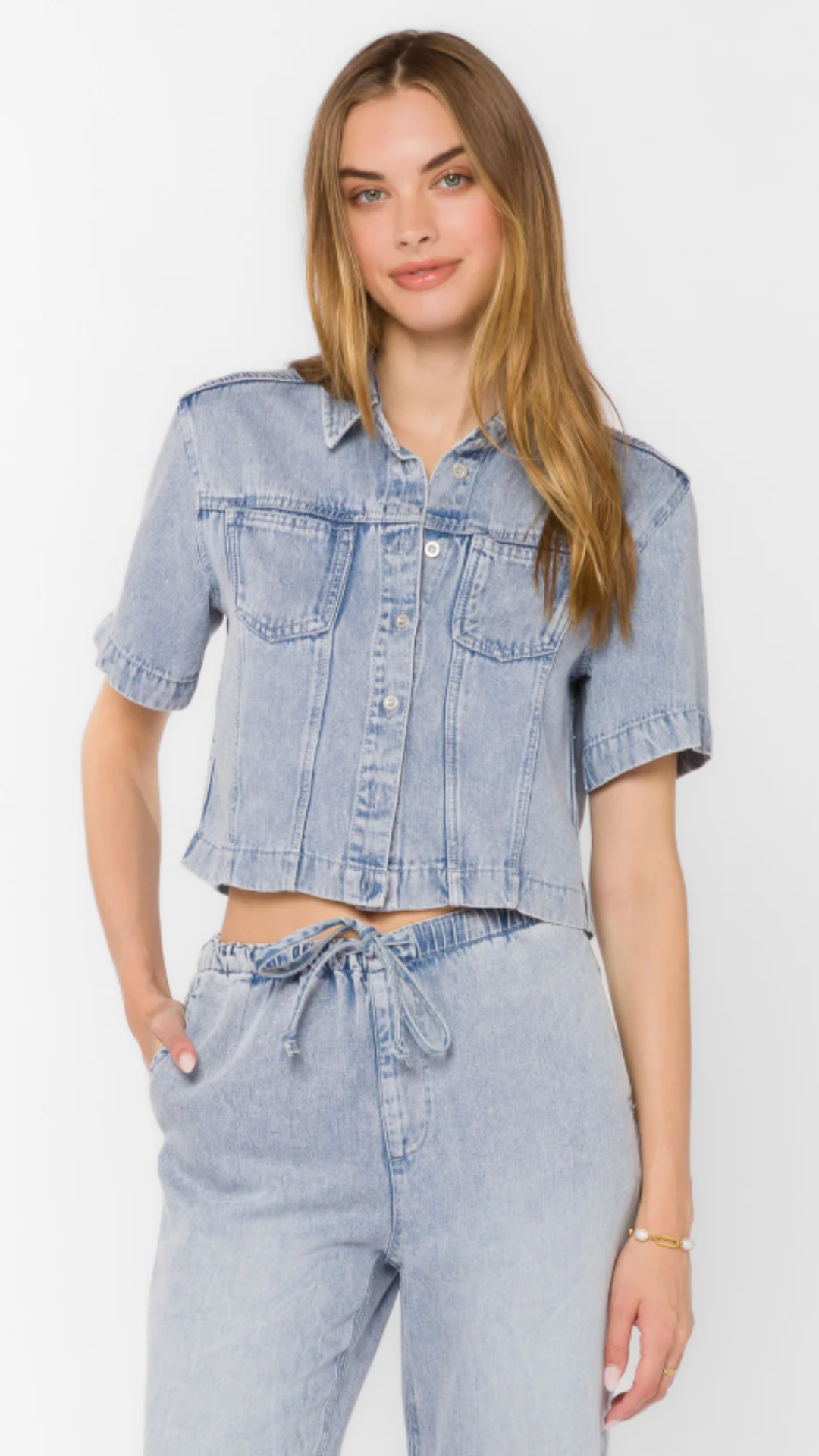 Relaxed Buttoned Up Denim Top