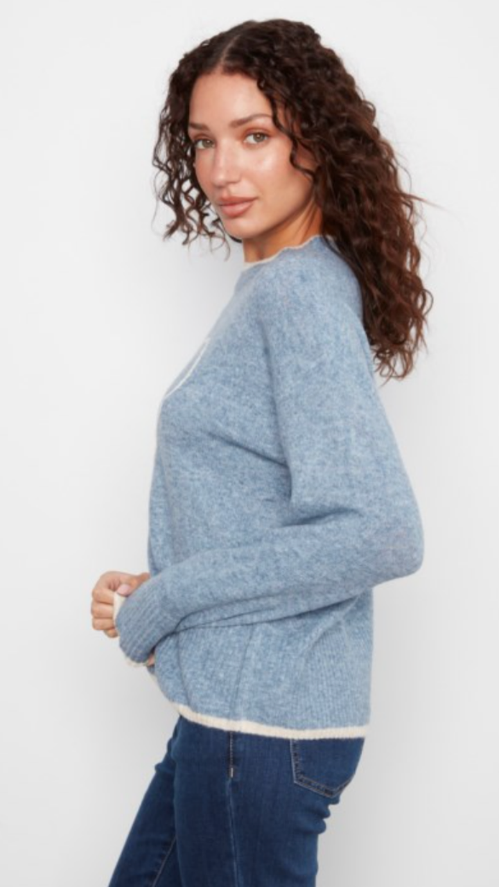 Blue Embroidered Heart Sweater