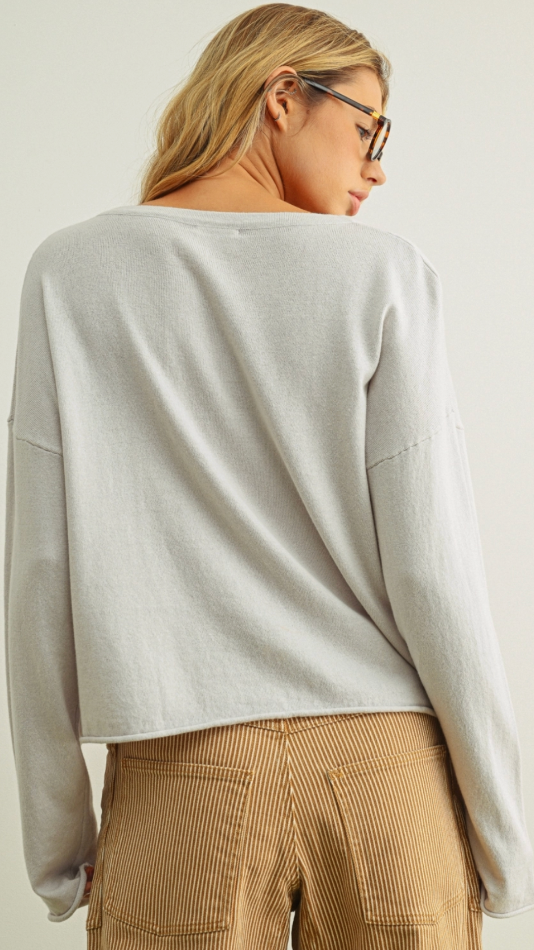 Off White Essential Short Sleeve Rolling Hem Top
