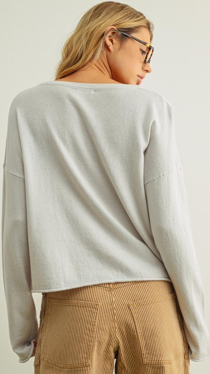 Off White Essential Short Sleeve Rolling Hem Top