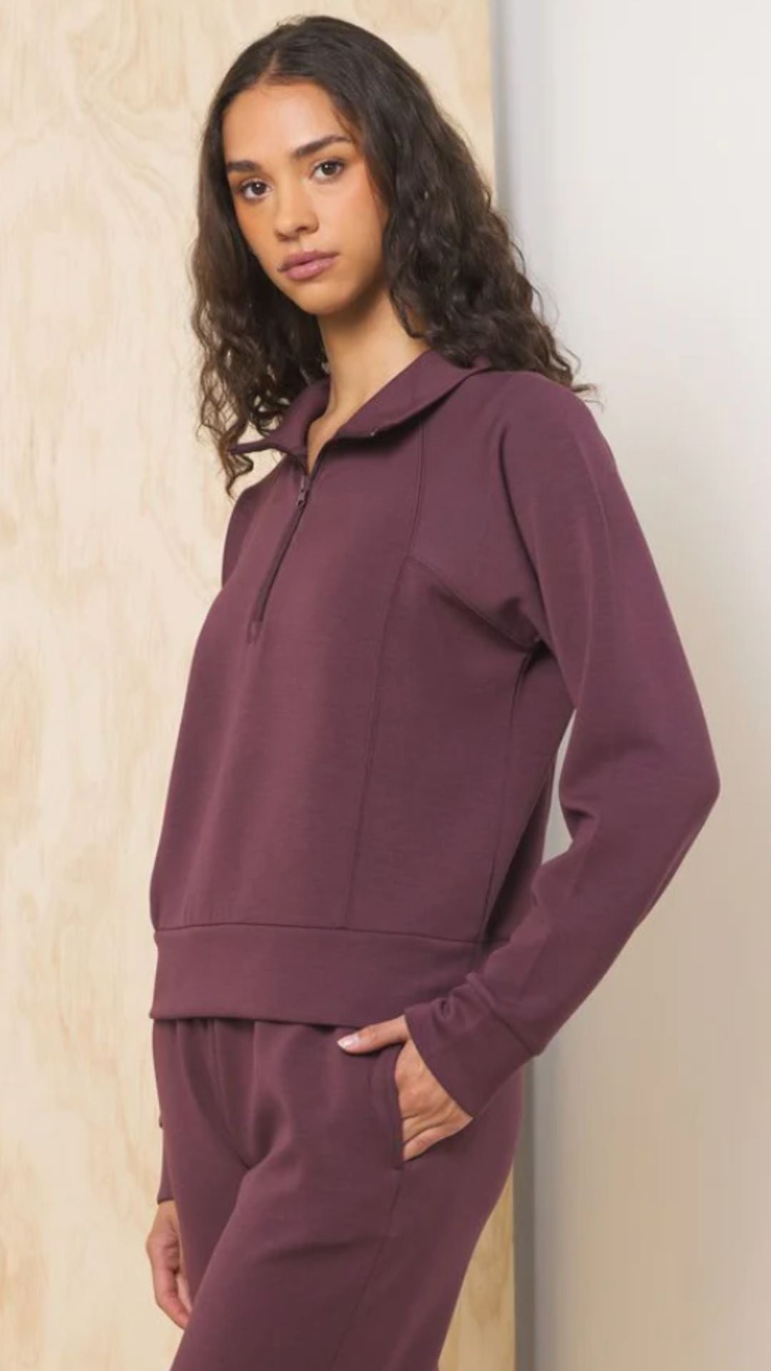 Merlot Truffle Cloud Fleece Quarter Zip