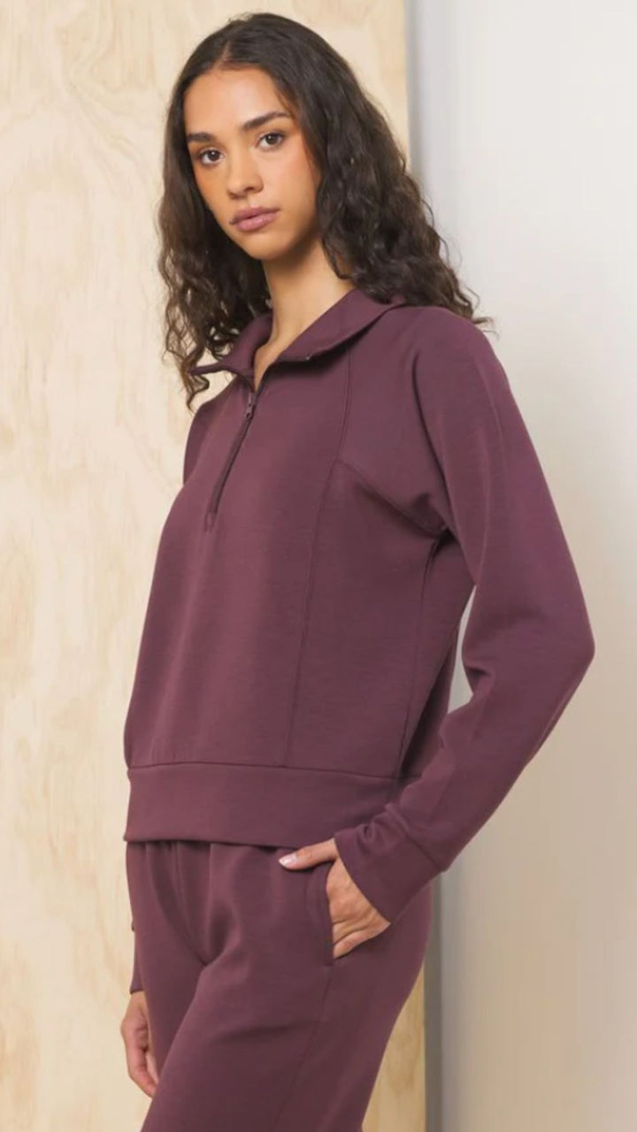 Merlot Truffle Cloud Fleece Quarter Zip