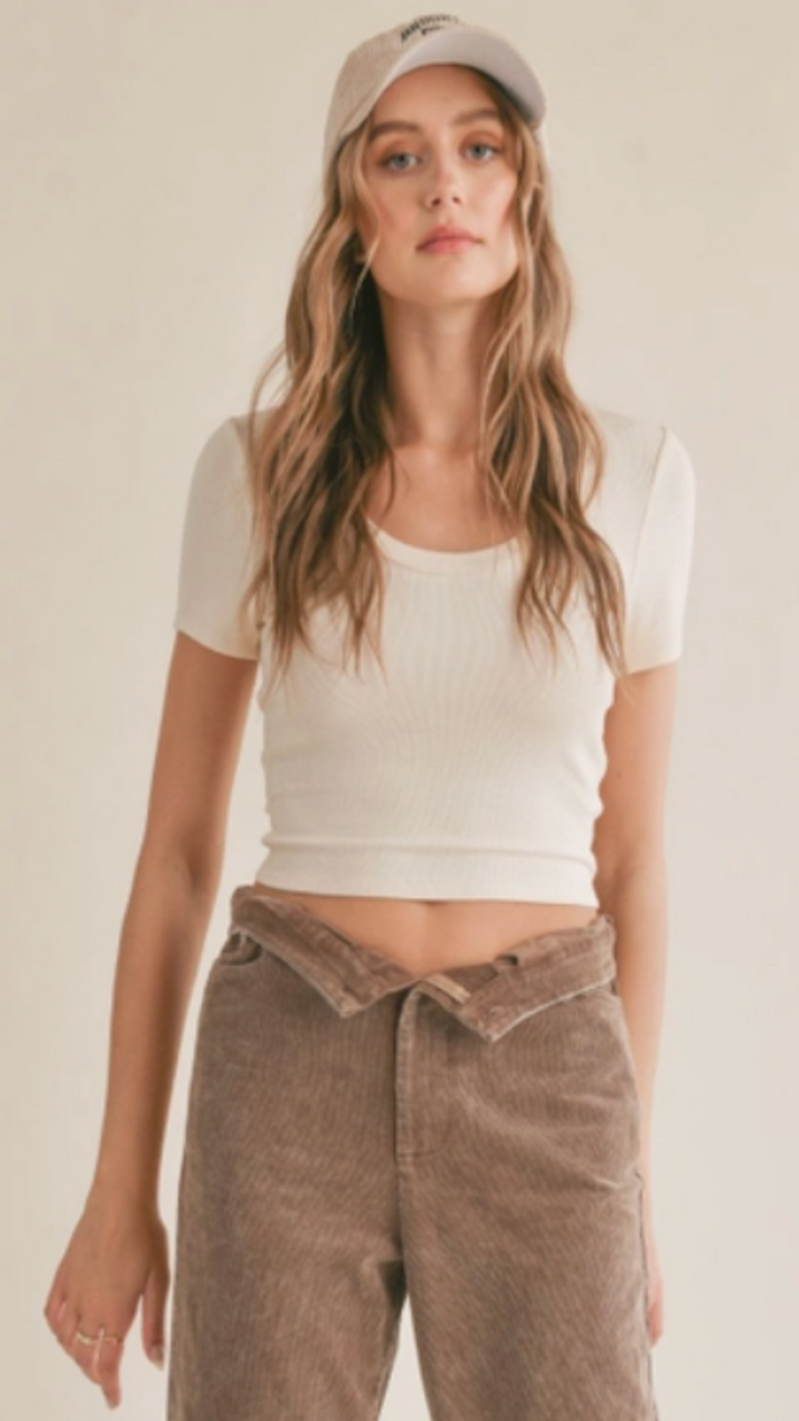Marshmallow Scoop Neck Knit Tee