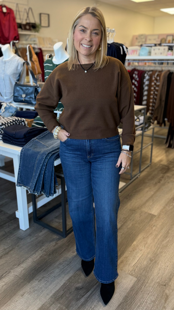 Mid Rise Dark Wash Classic Straight Jeans