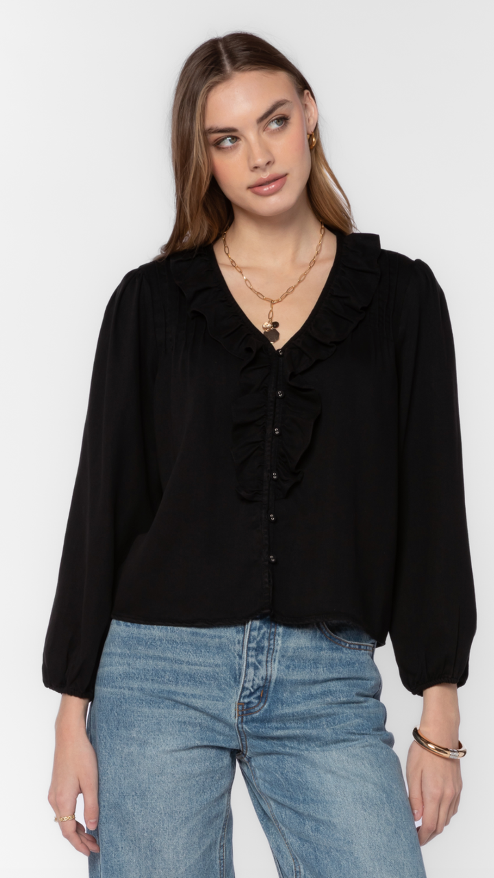 Pop Over Ruffle Tencel Top
