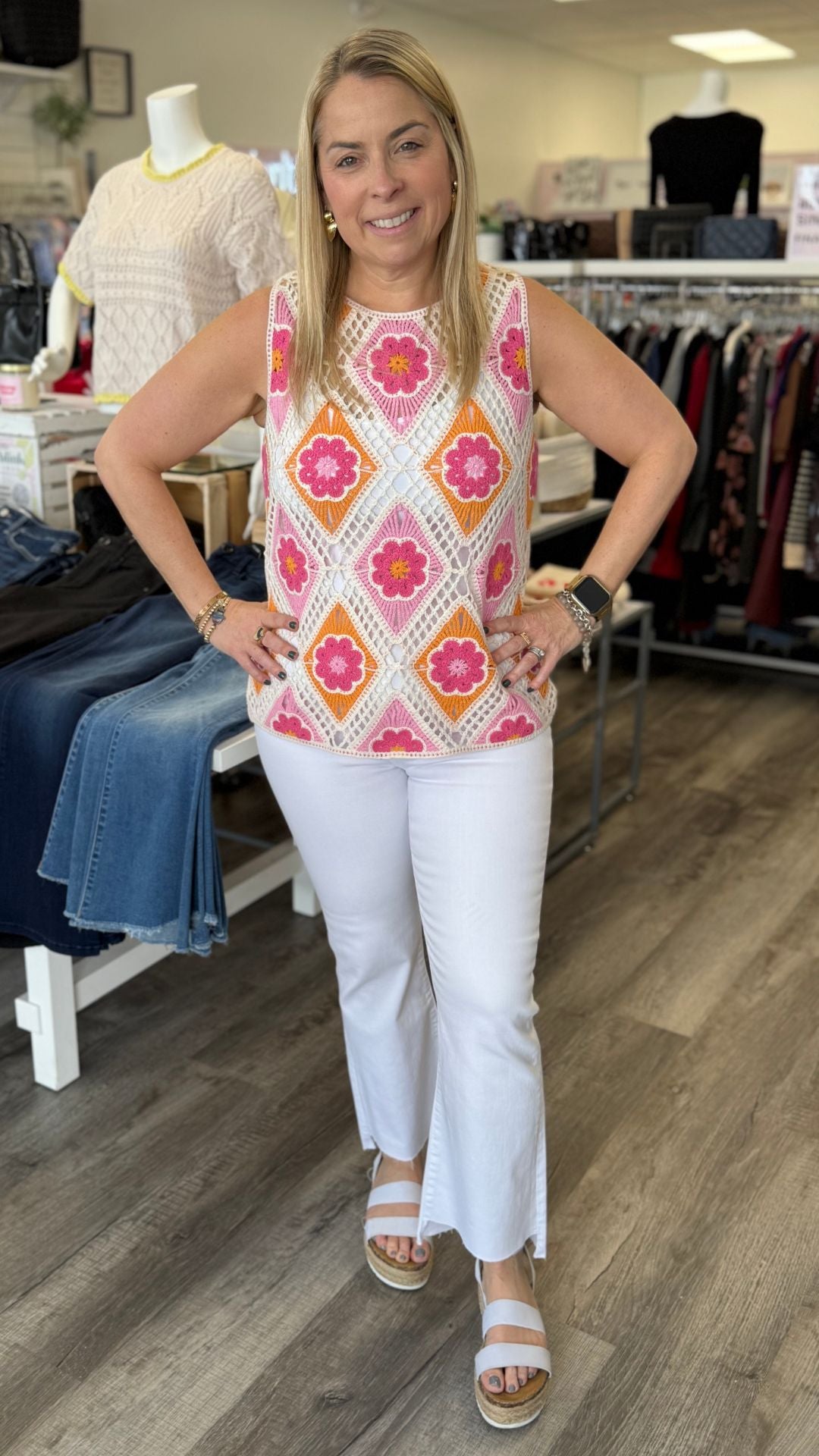 Floral Sleeveless Crochet Top
