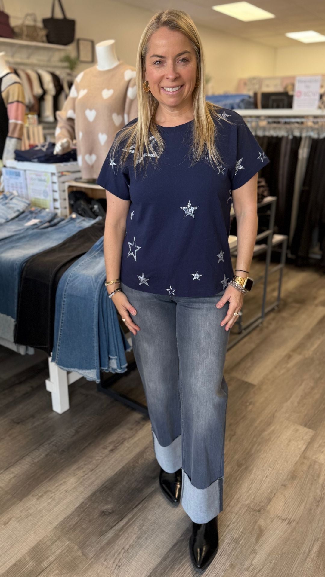 All Over Distressed Stars Tee