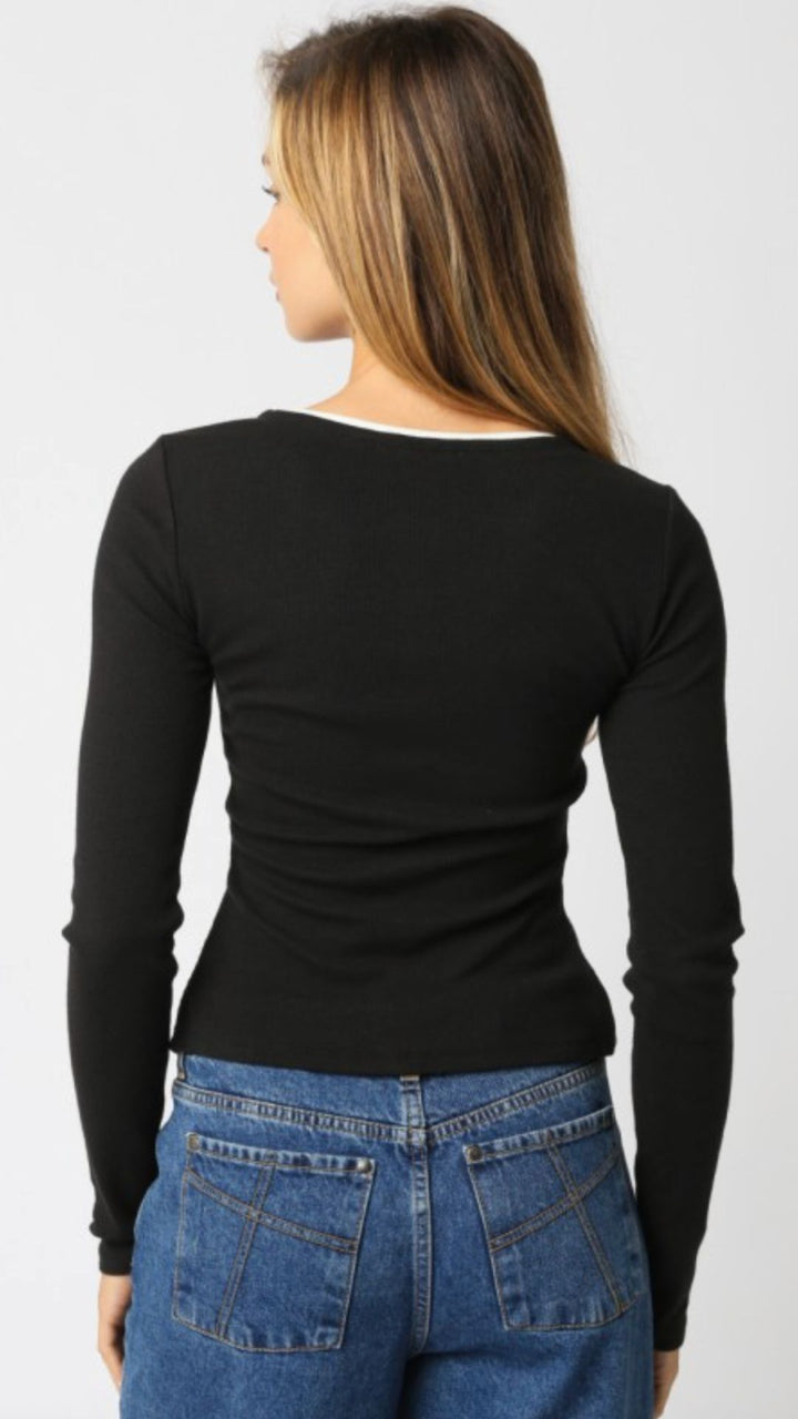Black And White Buttoned Top