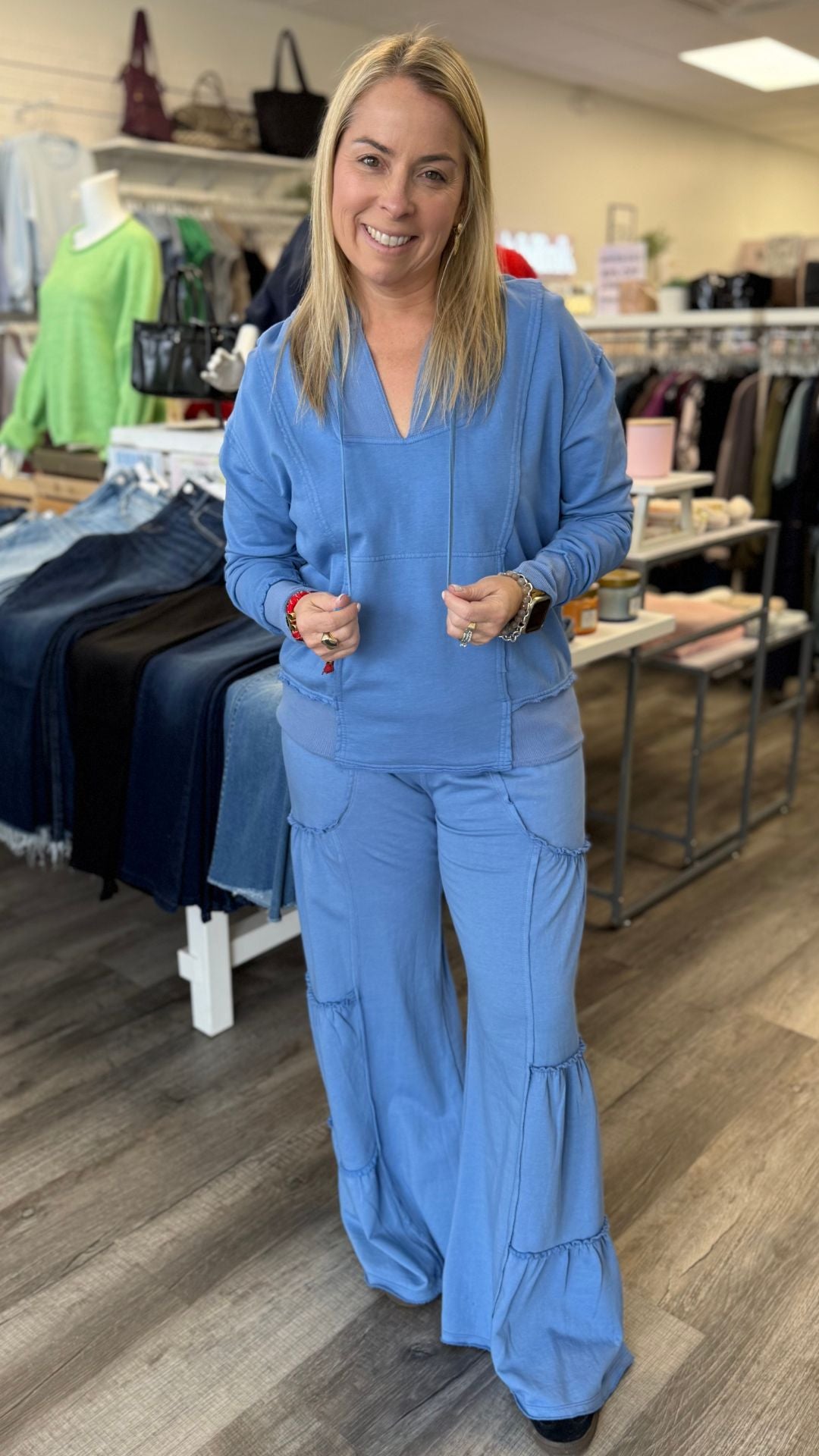 Shasta Lake Carola Side Tiered Wide Leg Fleece Pants