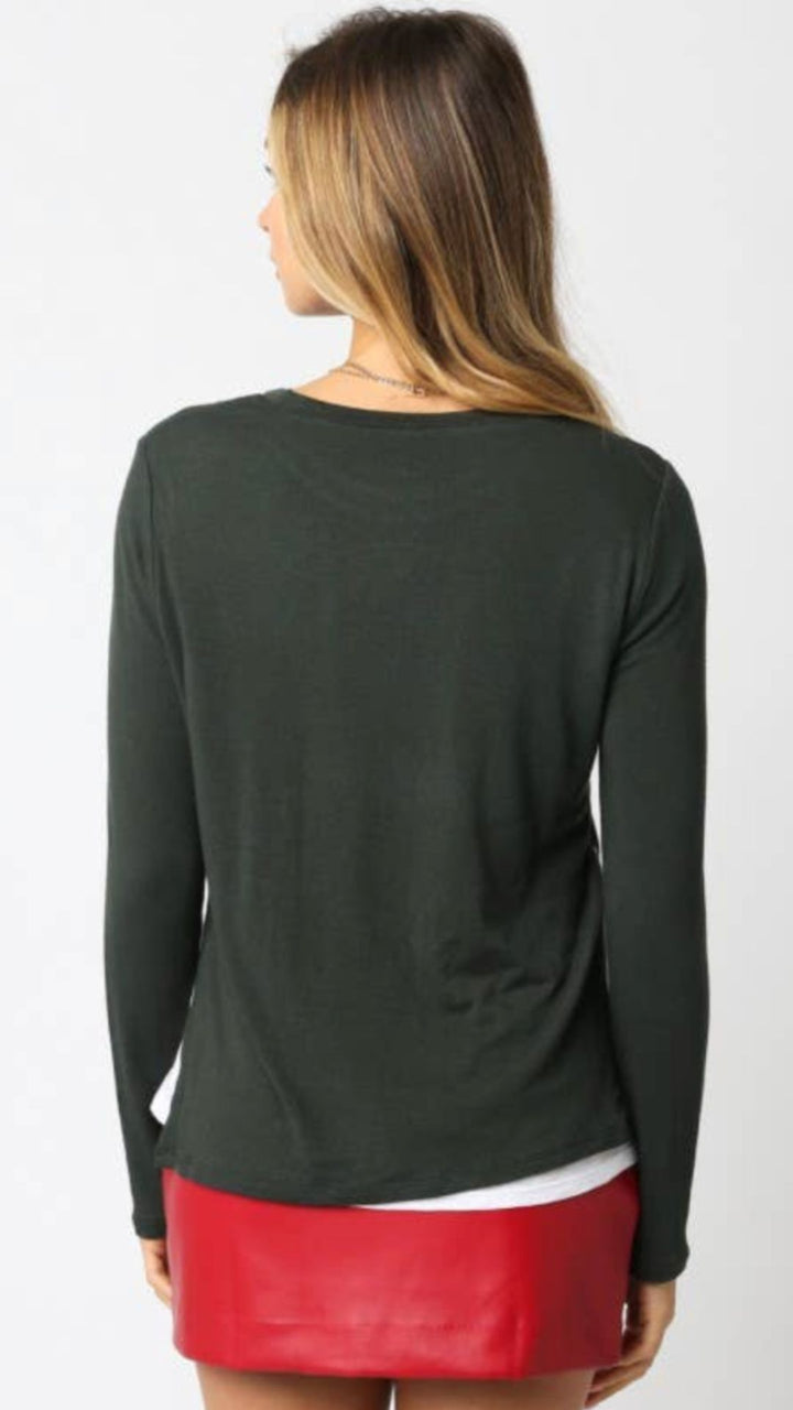 Hunter Green Lined Crew Neck Sweater