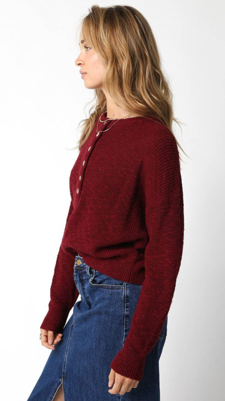 Burgundy Buttoned Sweater