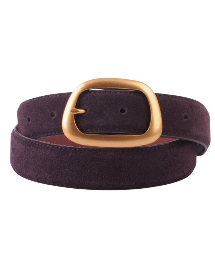 Chocolate Suede Belt with Organic Shape Buckle Belt