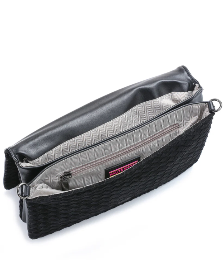 Lexi Black Woven Suede Crossbody