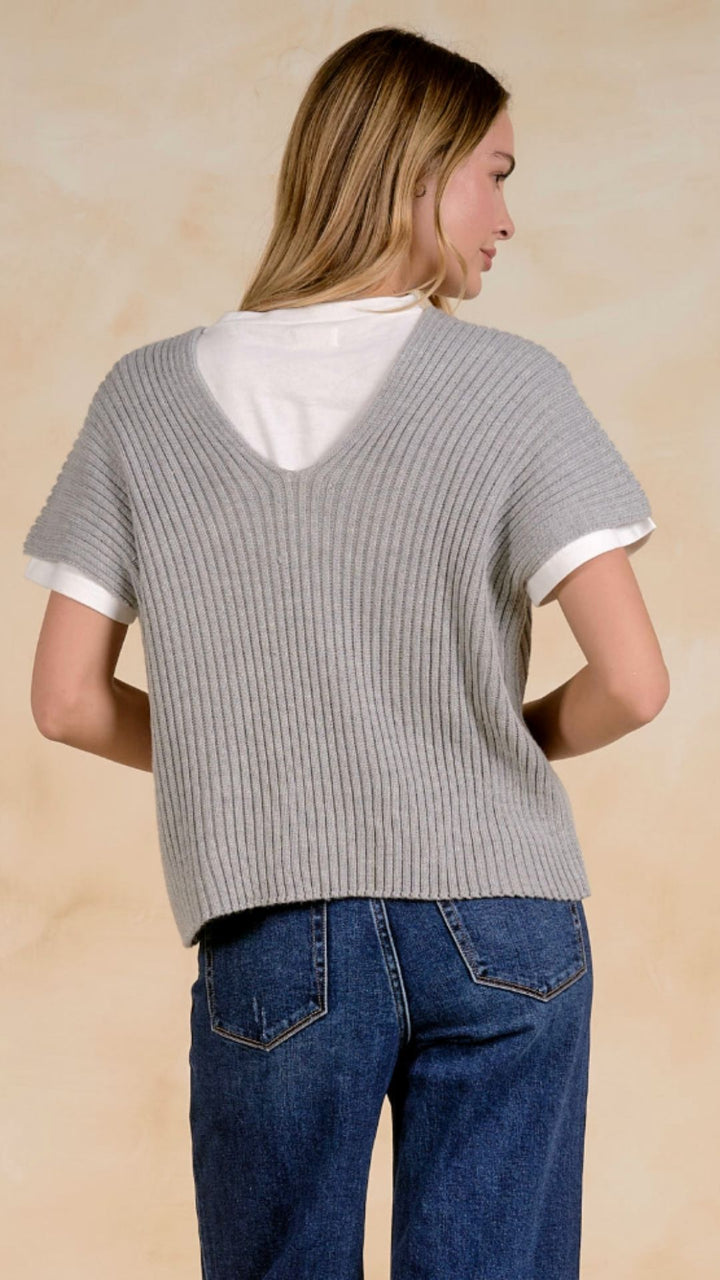 Short Sleeve Layered Sweater Top