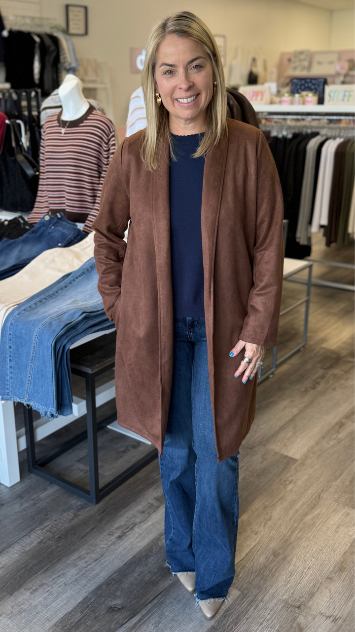 Brown Long Suede Coat