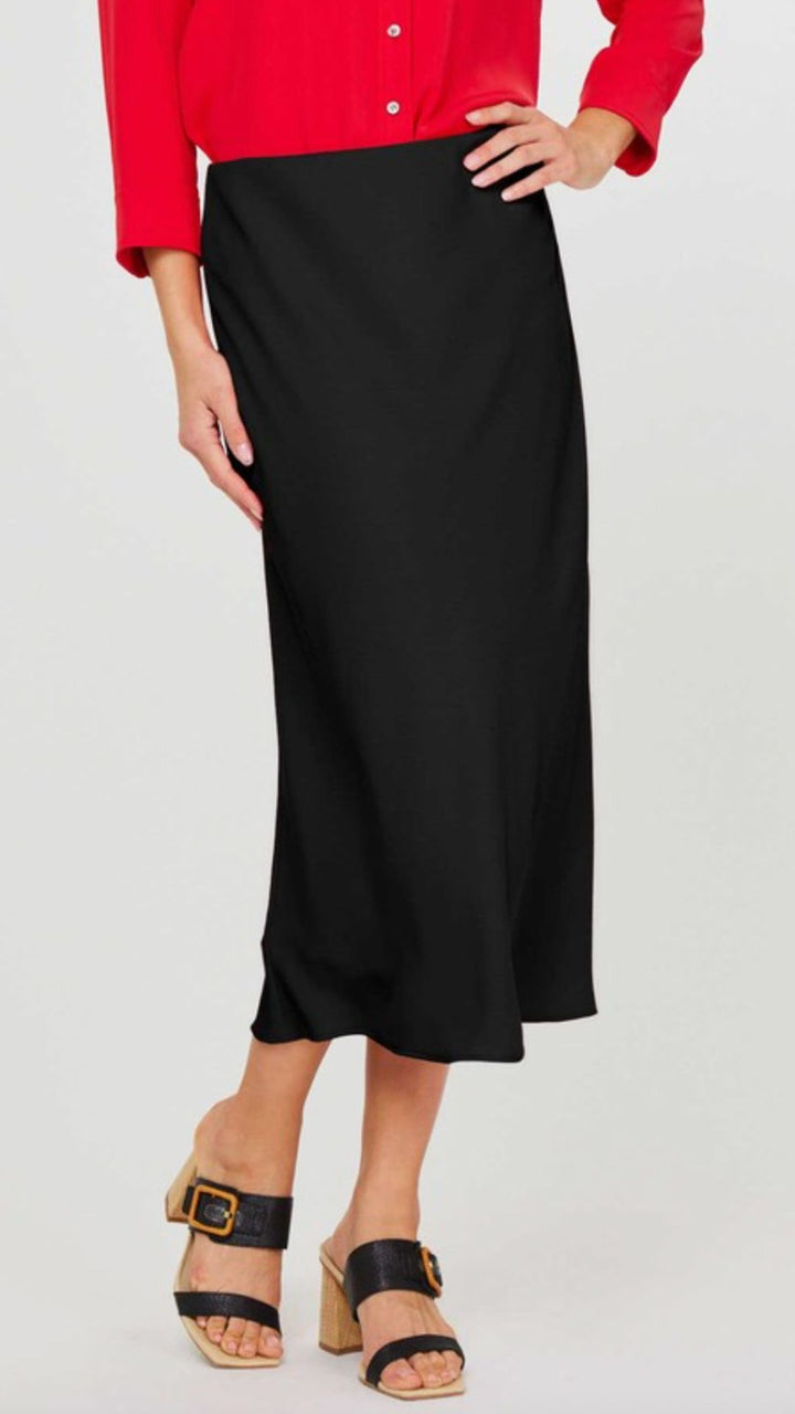 Black Slip Midi Skirt