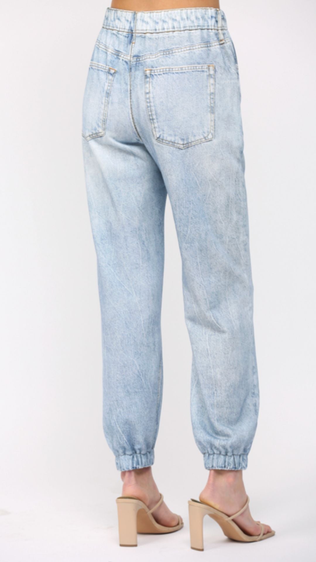 Denim Print Jogger French Terry Pants