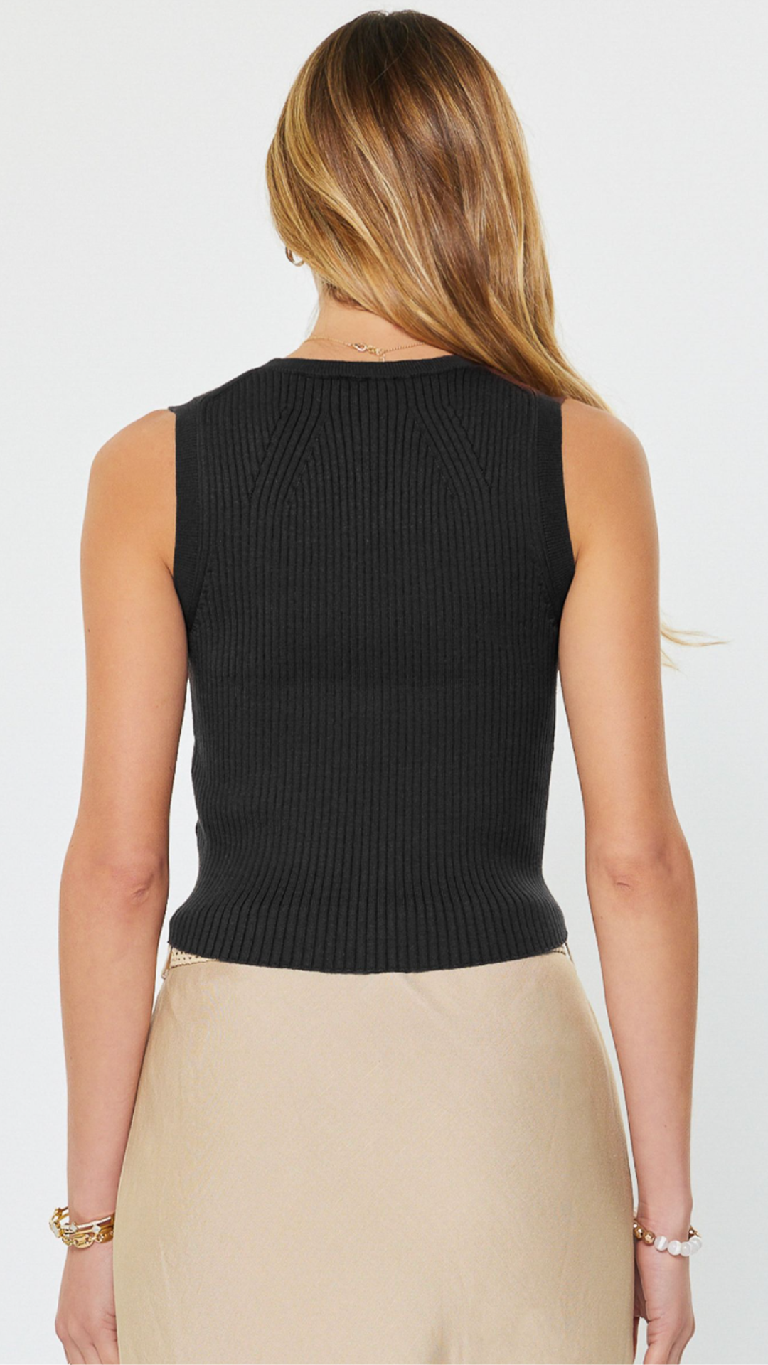 Sleeveless Ribbed Knit Vest