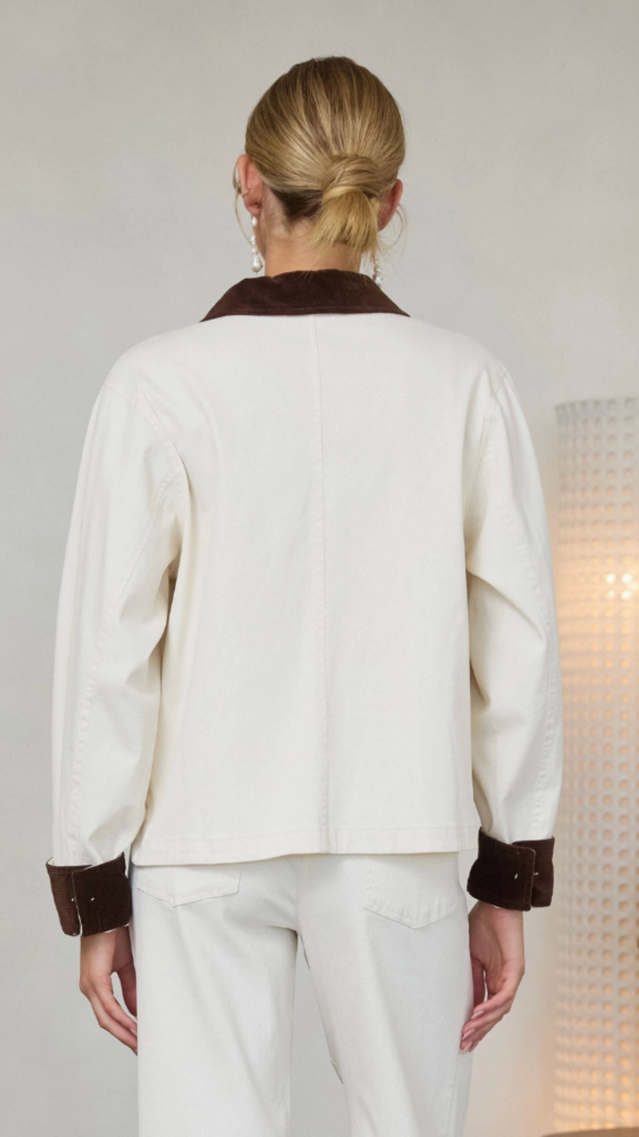 Ivory And Brown Barn Jacket