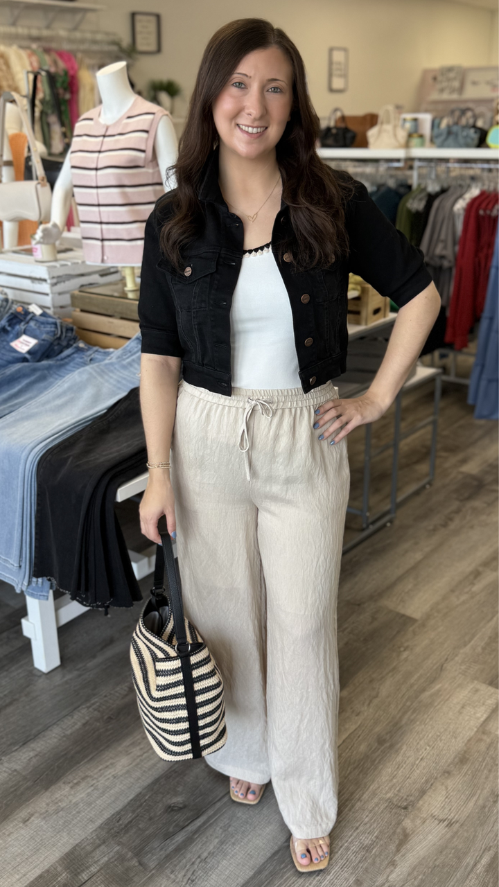 Crinkle Textured Natural Pants