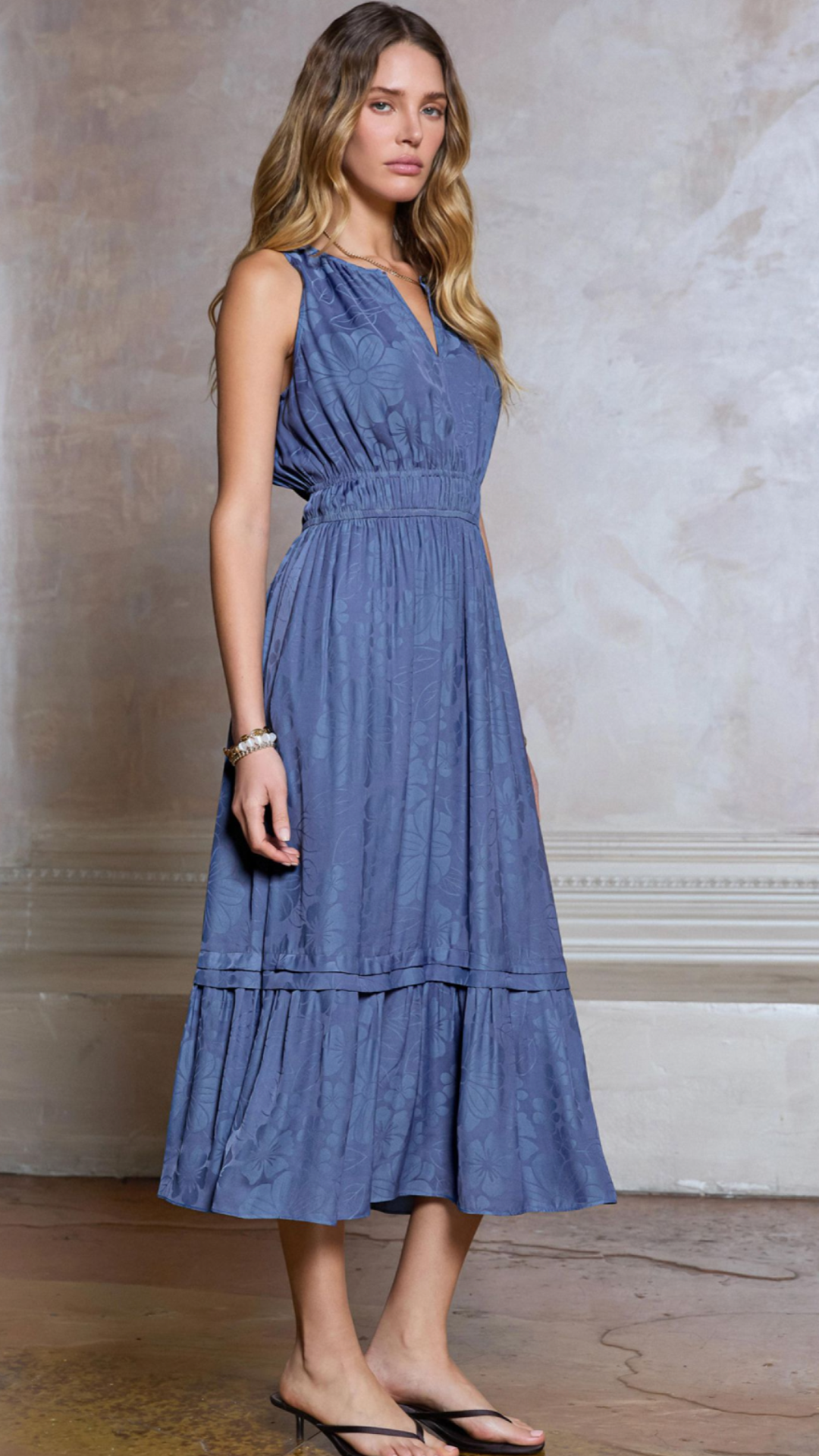 Floral Jacquard Midi Dress