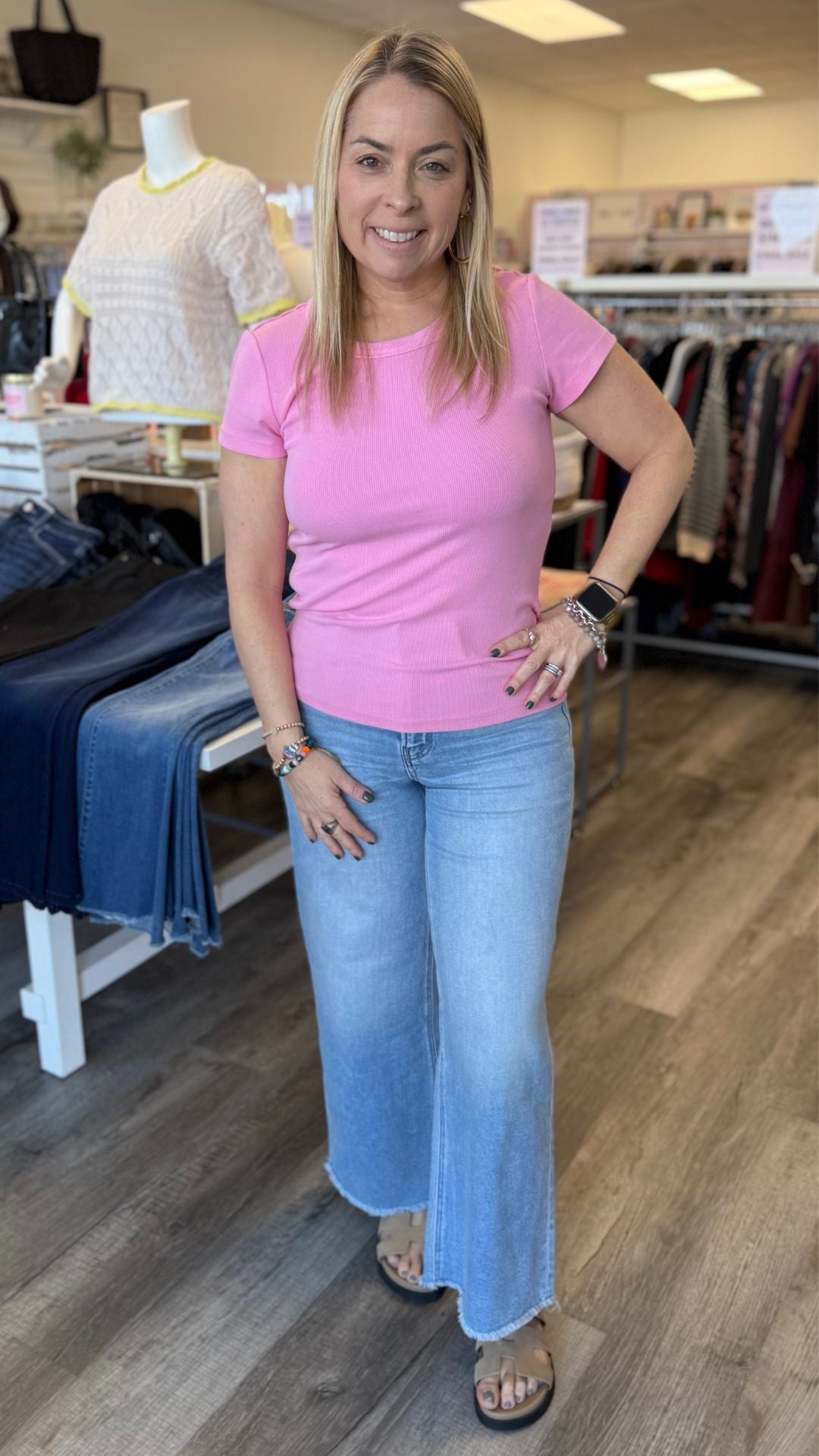 Candy Tencel Ribbed Crew Neck Tee