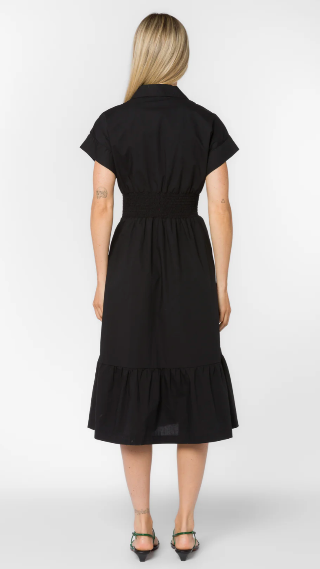 Black Poplin Midi Shirtdress