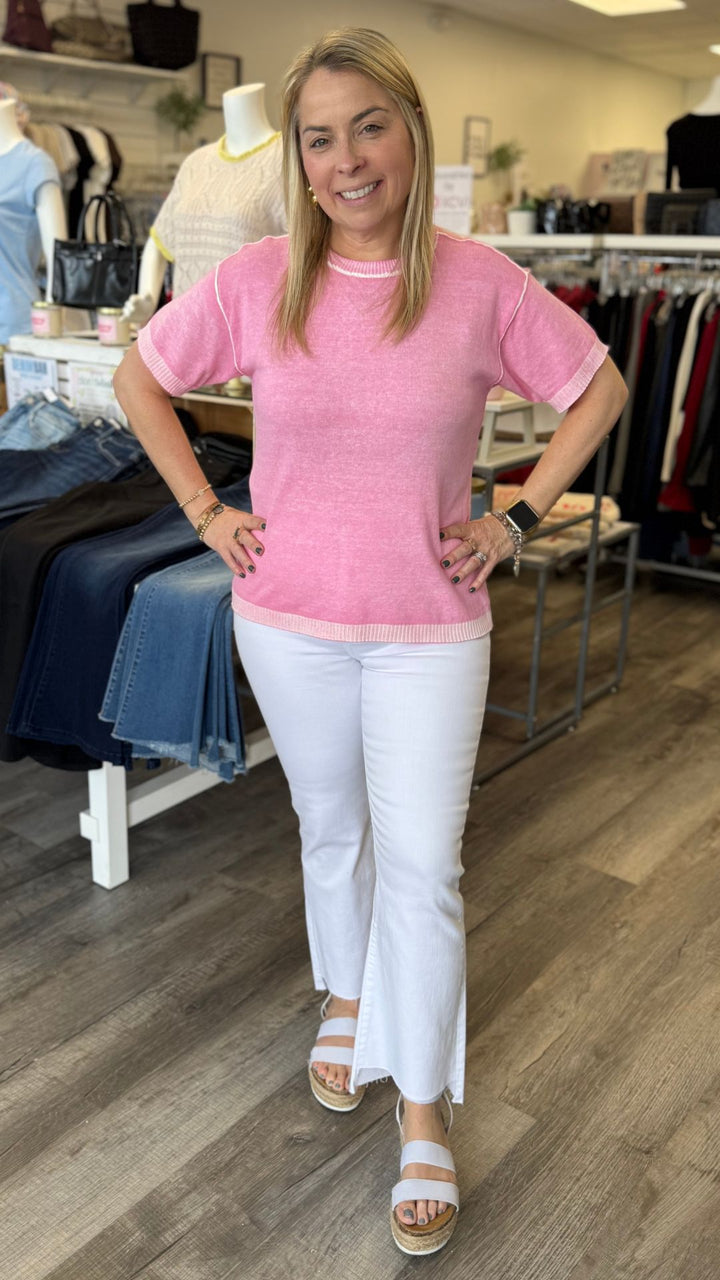 Candy Pink Reverse Print Top