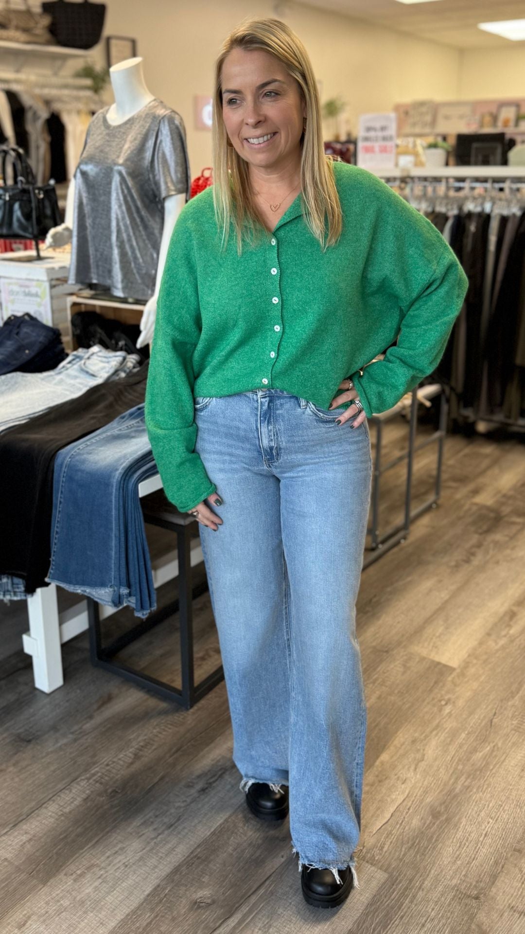 High Rise Light Wash Full Length Raw Hem Wide Leg Jeans