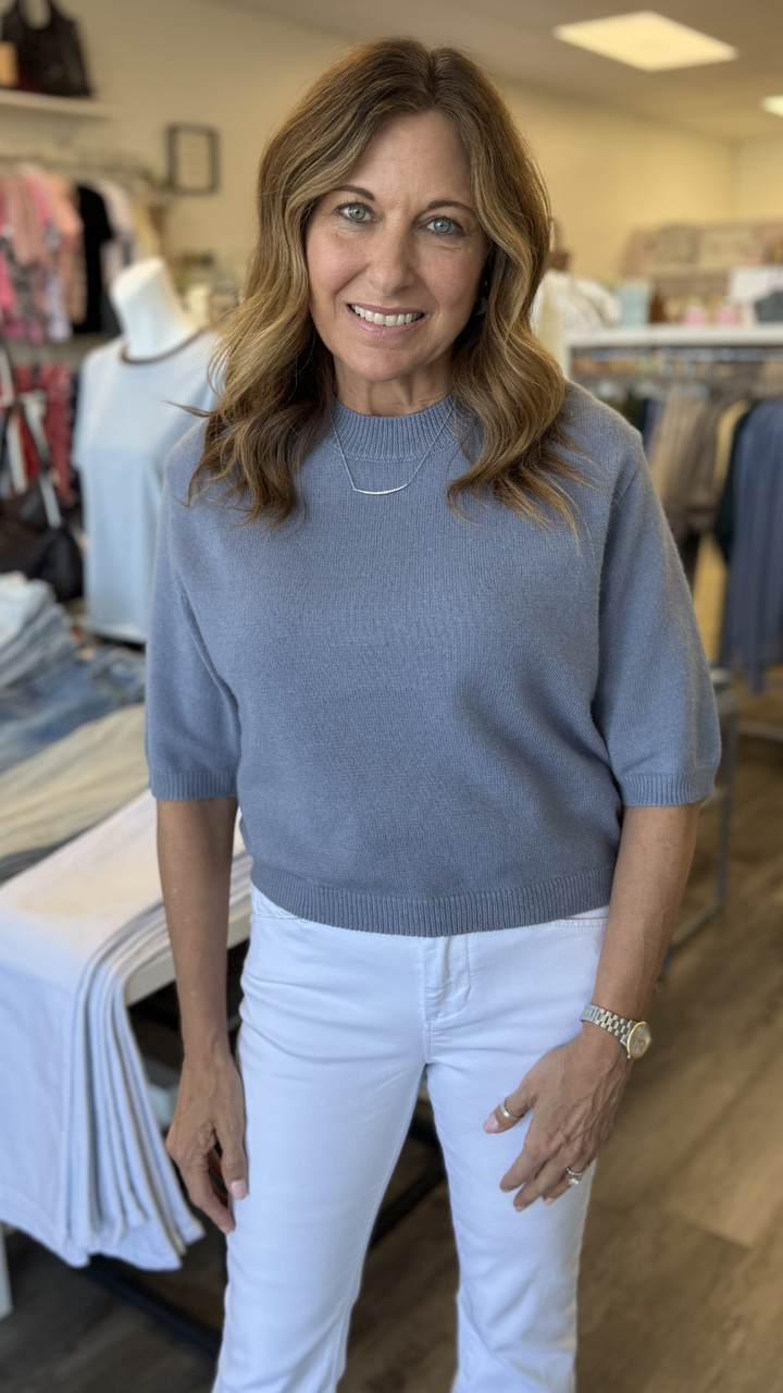 Cashmere Blue Short Sleeve Sweater