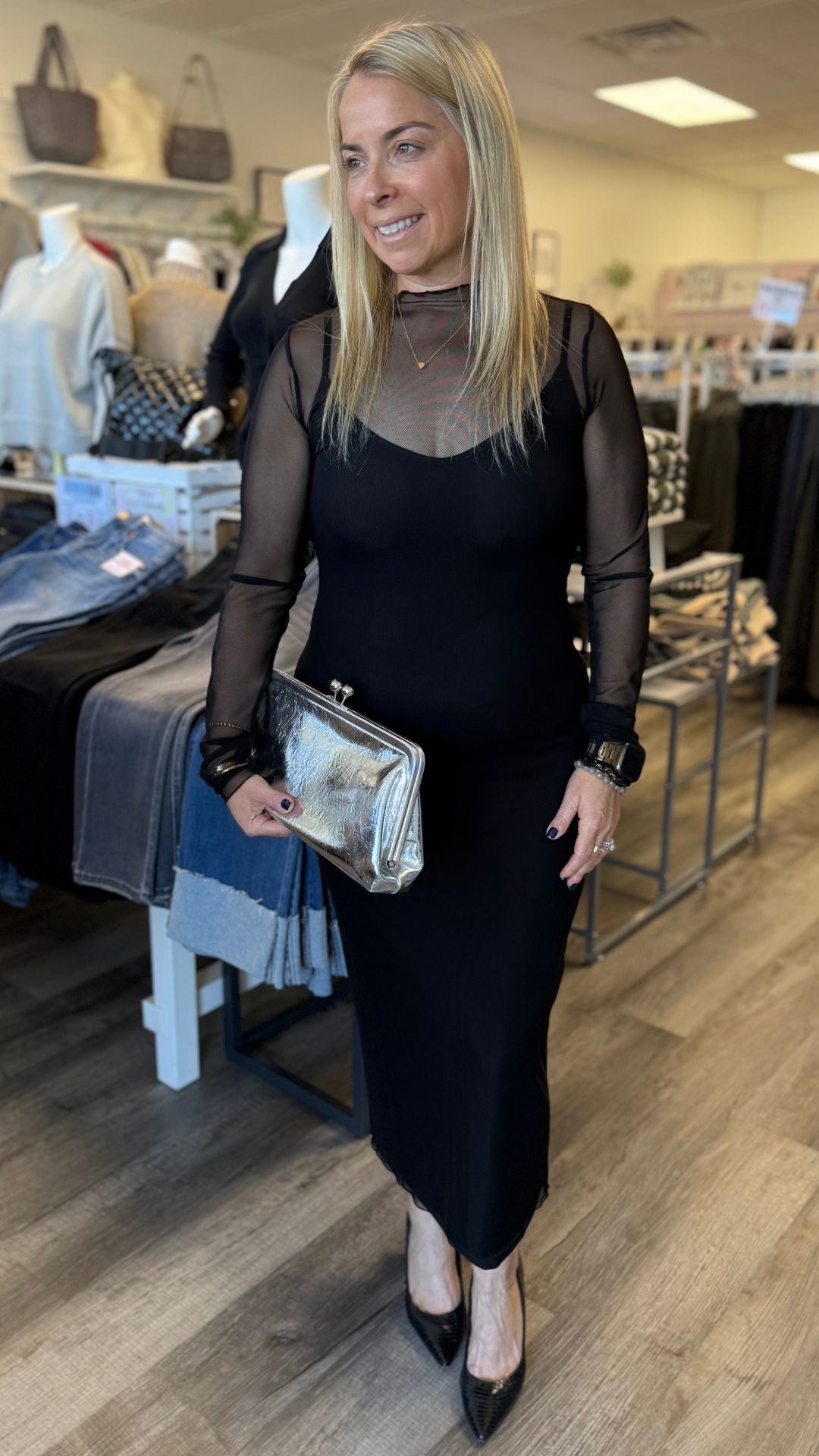 Black Layered Mesh Dress