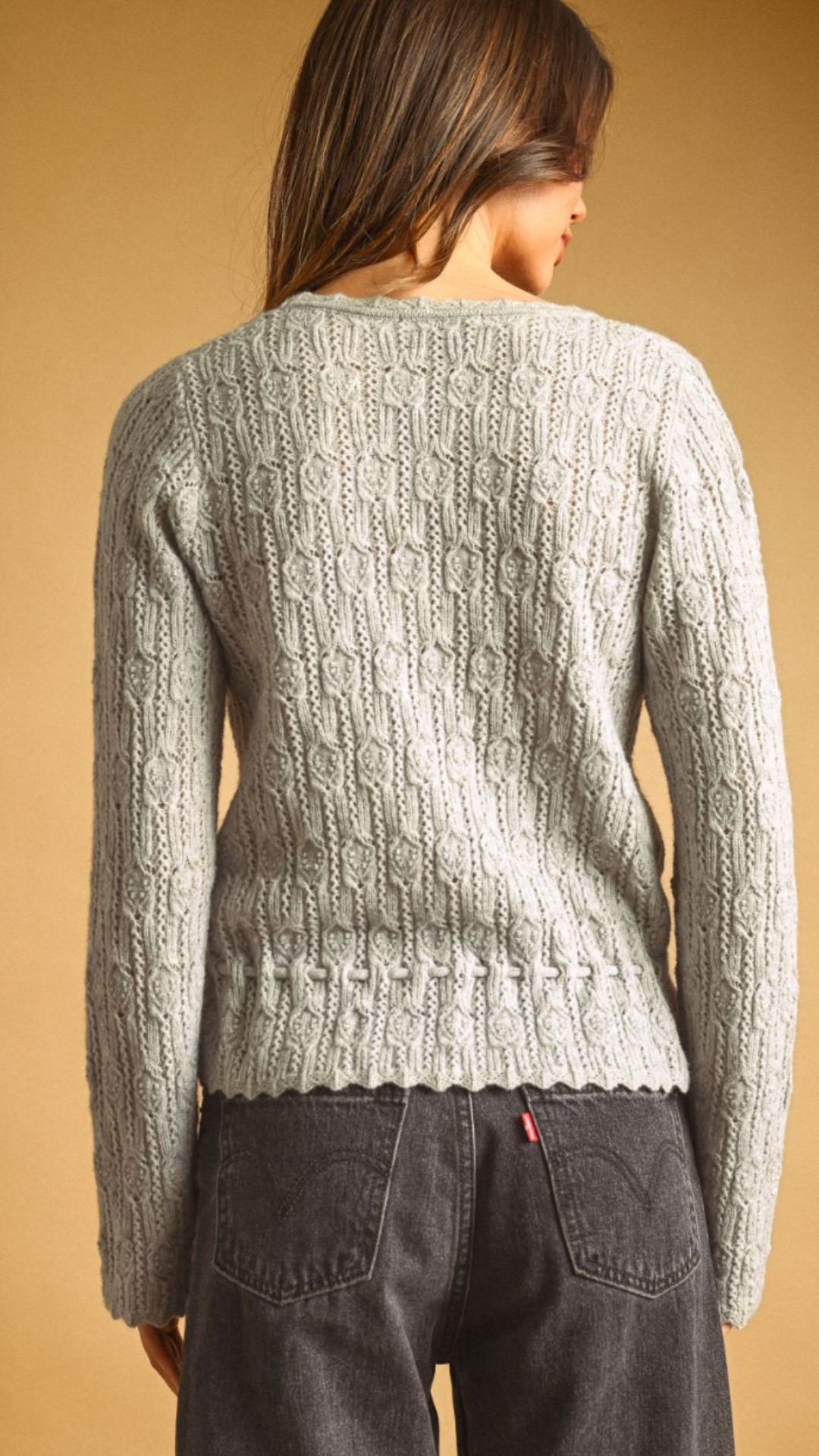 Light Grey Front Tie Sweater Cardigan