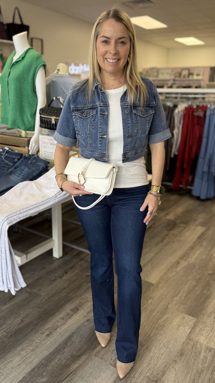 White Tencel Ribbed Crew Neck Tee