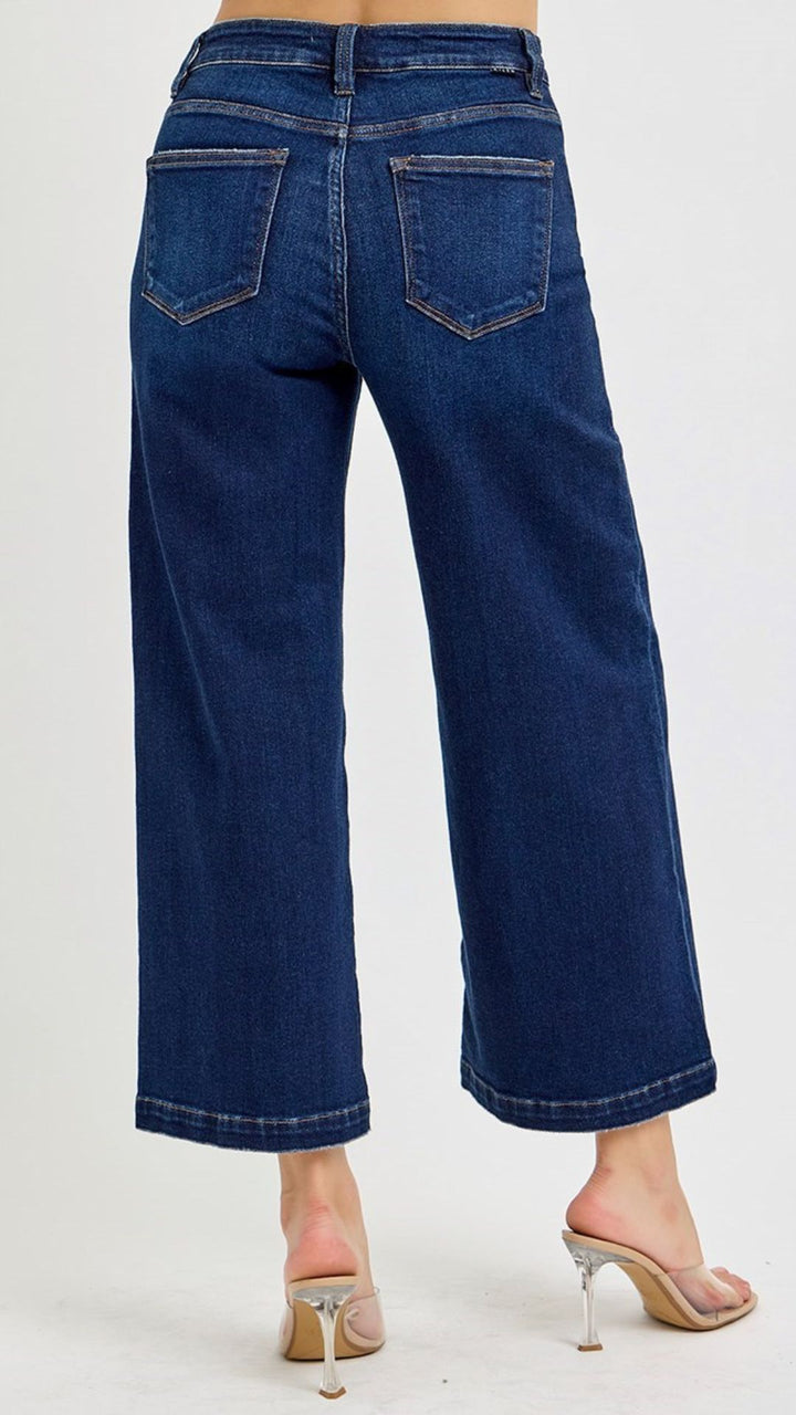 High Rise Dark Wash Wide Leg Jeans
