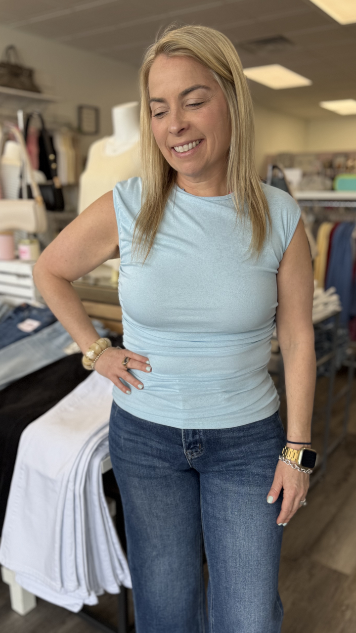 Baby Blue Ruched Top