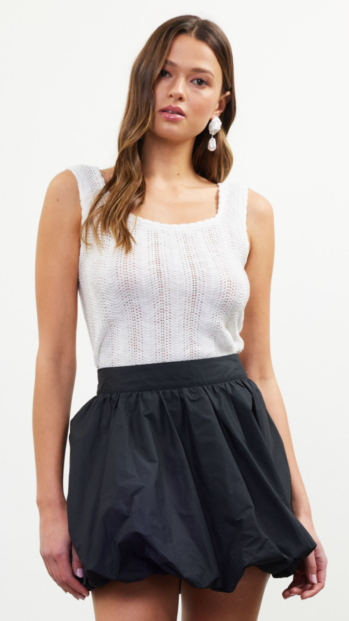 Black Bubble Hem Mini Skirt