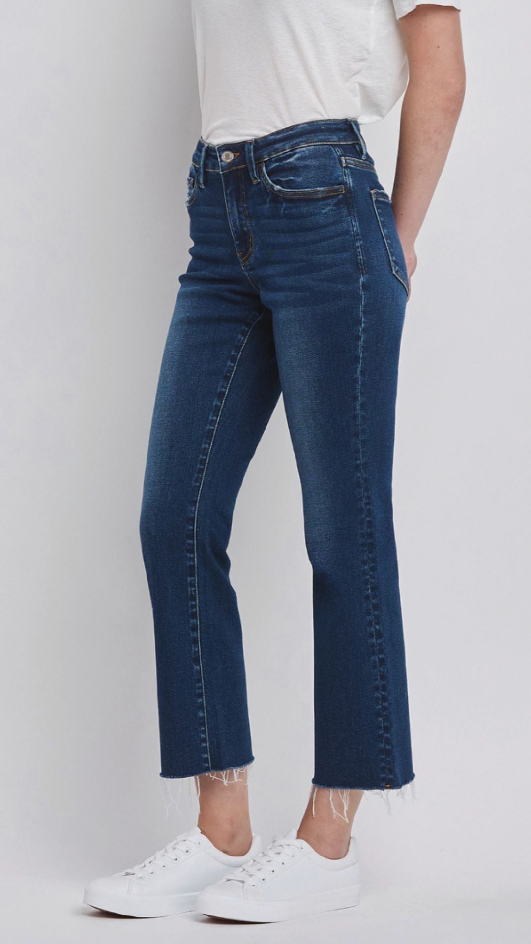 High Rise Dark Wash Mini Bootcut Jeans