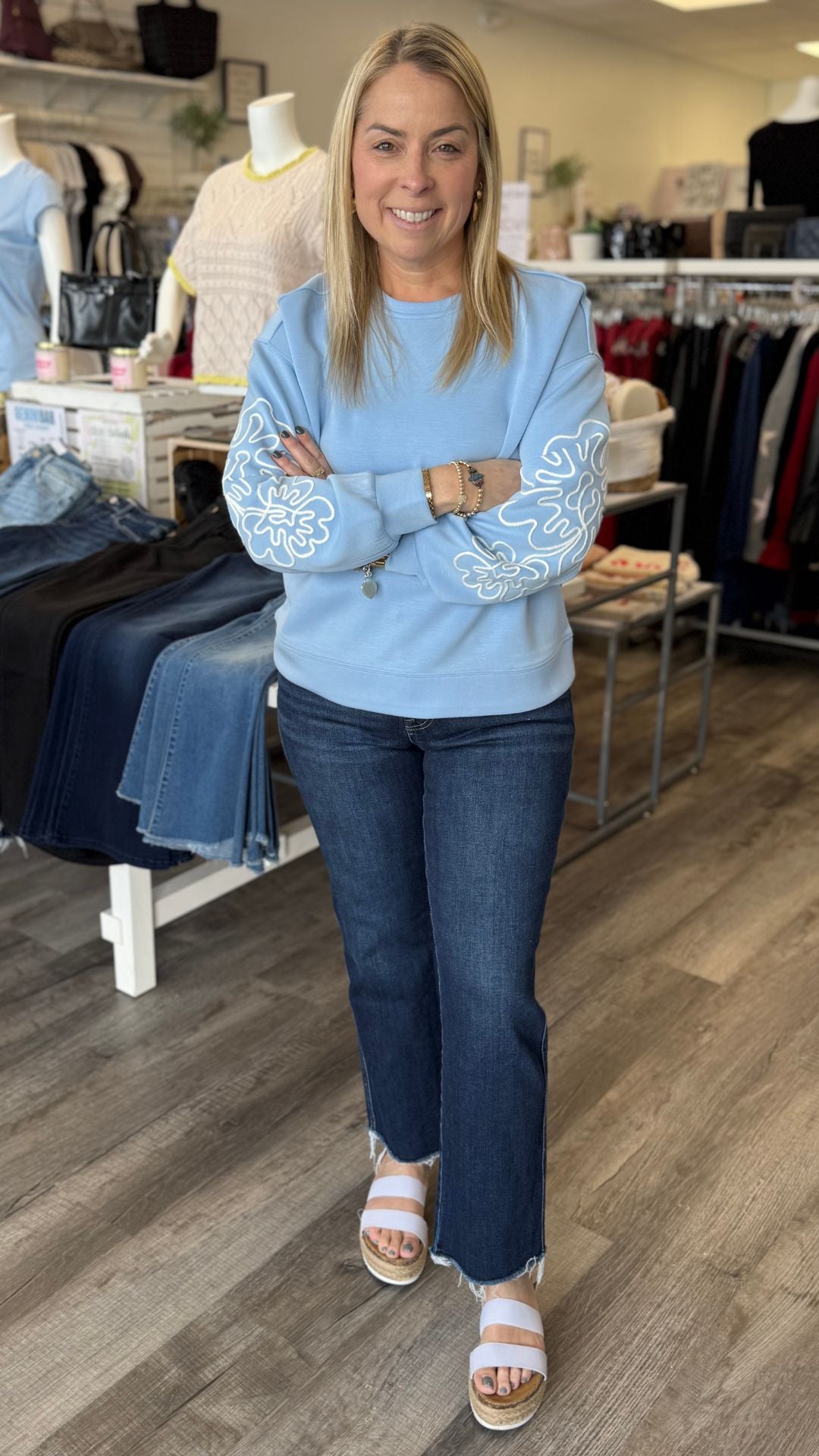 Scuba Long Sleeve Top With Soutache Detail