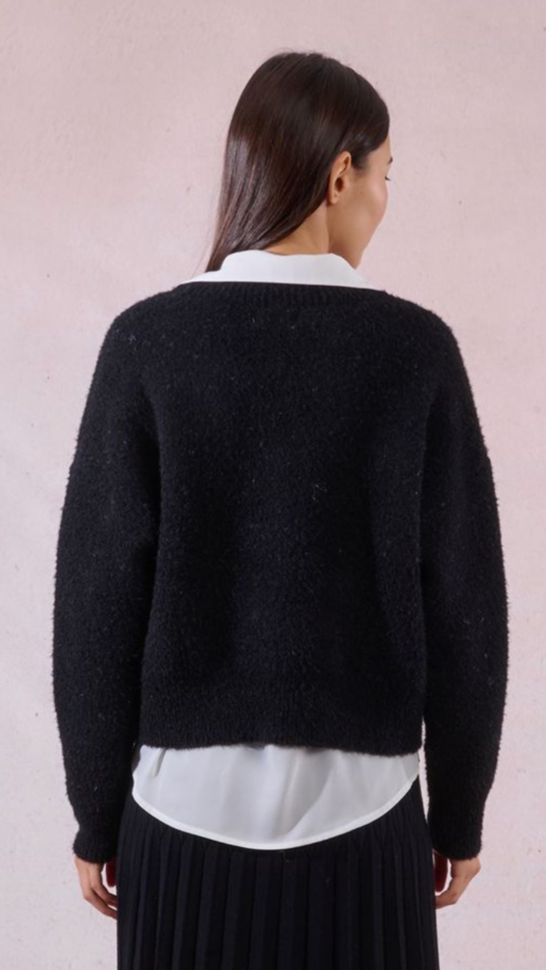 Black Fuzzy Heart Cardigan