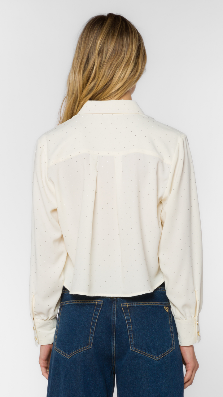 Rhinestone Detail Buttoned Top