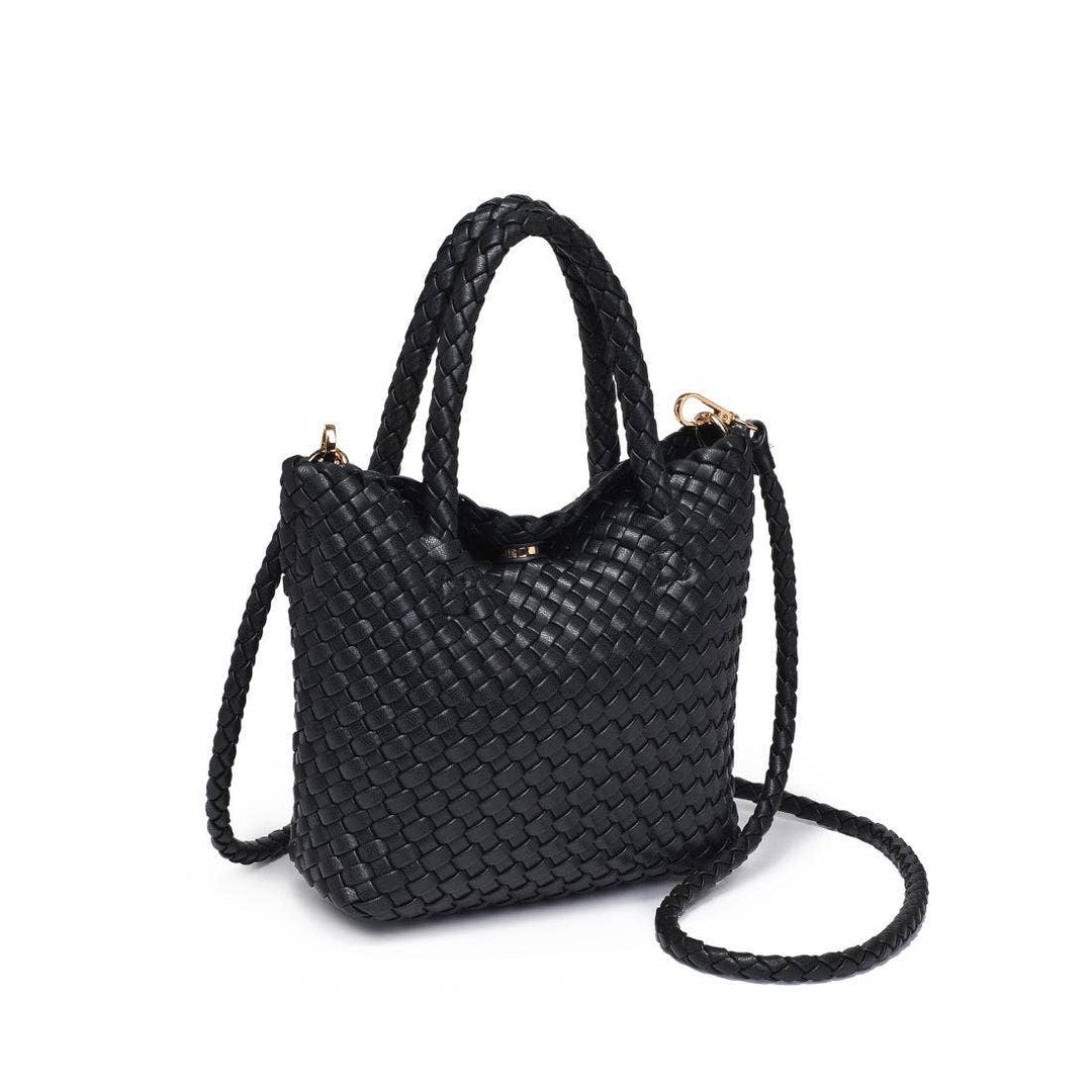 Black Leanna Woven Crossbody