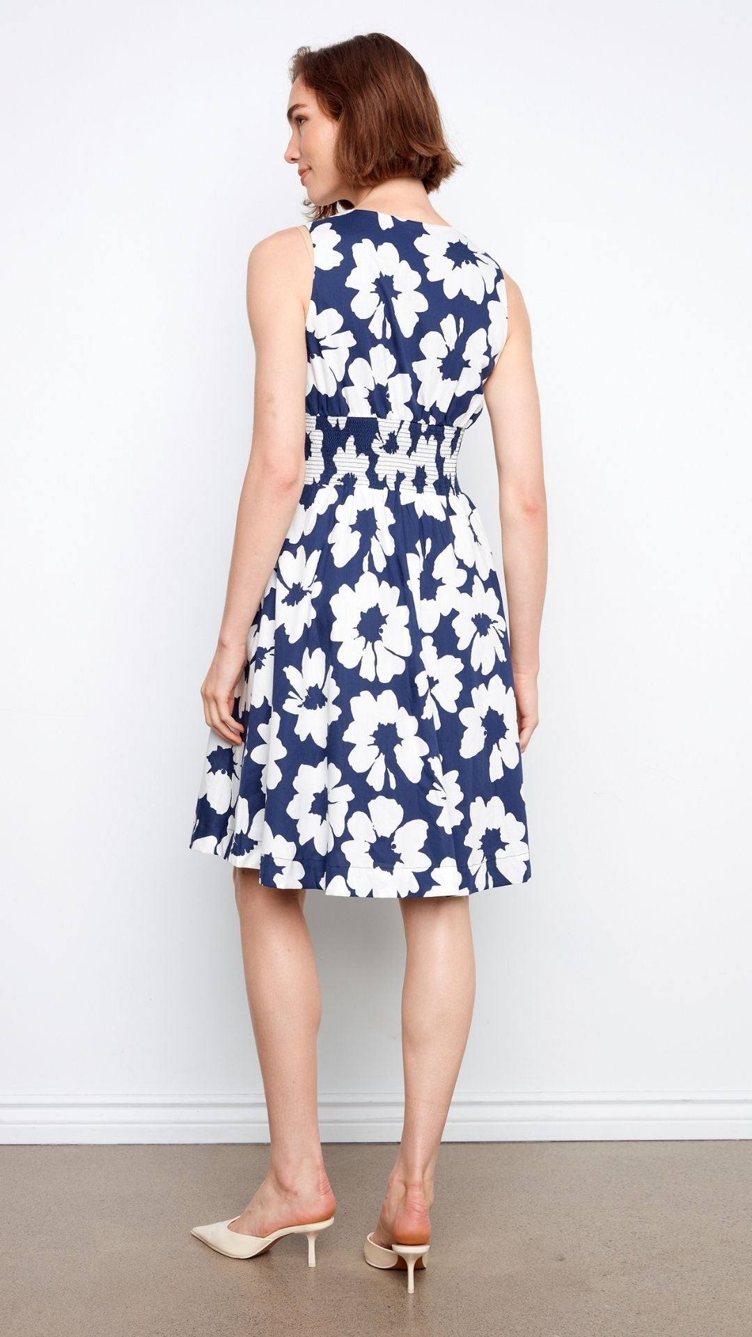 Cotton Voile Printed Front Zip Knee Length Dress